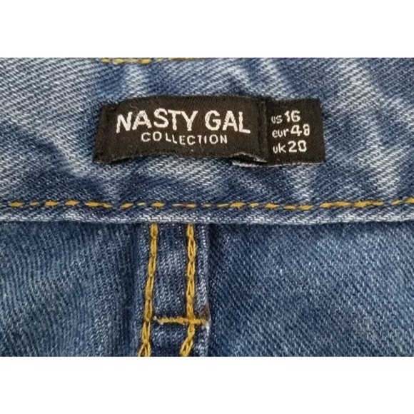 Nasty Gal Jeans Size 16 2 Sides To Every Story 2-Tone Blue Denim High-Rise - Picture 3 of 3